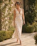 French Floral Evening Dress