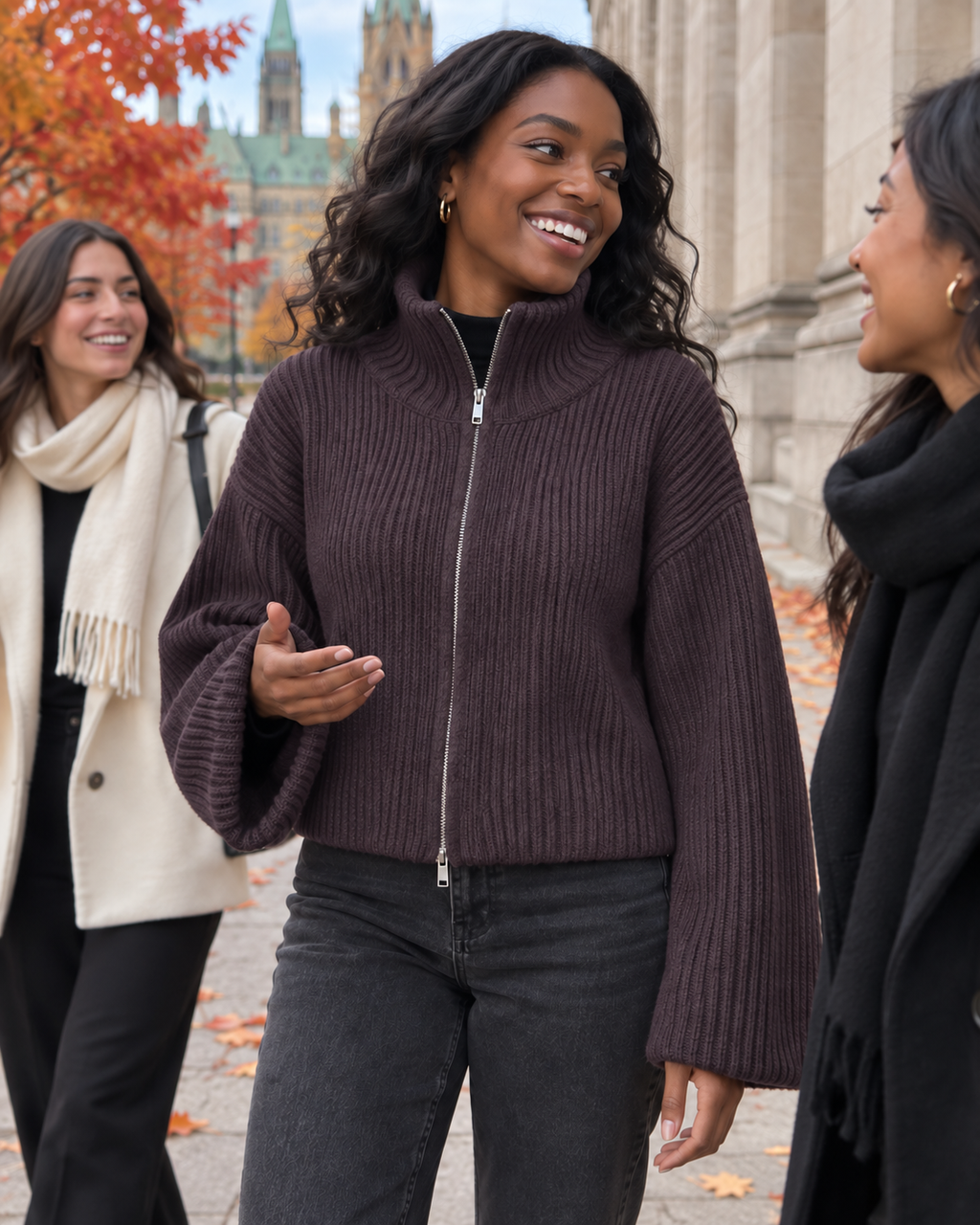 Marlowe Striped Zip Knit