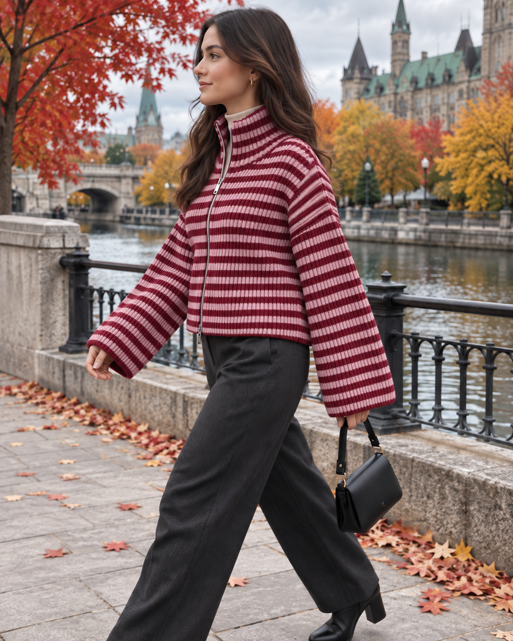 Marlowe Striped Zip Knit